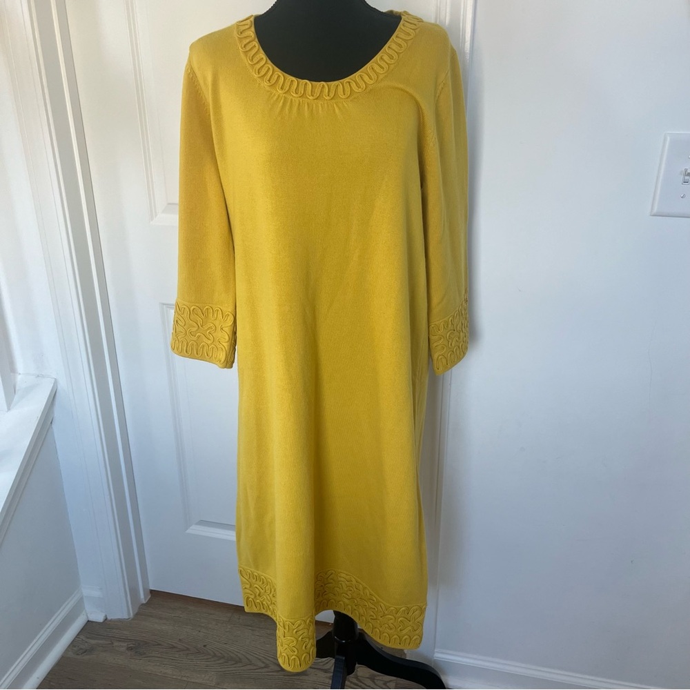 Boden Hand Finished Wool Blend Dress‎ Sz 12 LONG Mustard